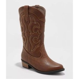 Kids' Montana Zipper Western Boots Brown - Cat & Jack - Size 5